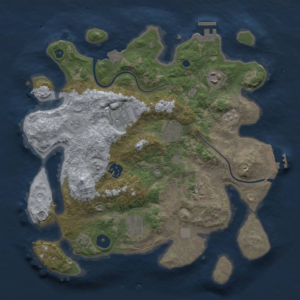 Rust Map: Procedural Map, Size: 3300, Seed: 243975905, 13 Monuments