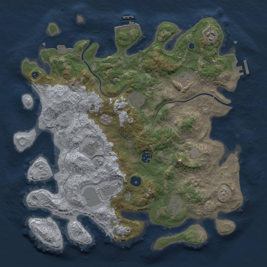 Rust Map: Procedural Map, Size: 3800, Seed: 2336436, 14 Monuments