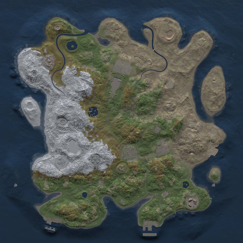 Rust Map: Procedural Map, Size: 3600, Seed: 132901946, 13 Monuments