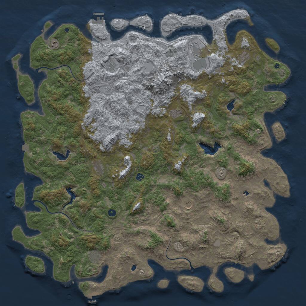 Rust Map: Procedural Map, Size: 6000, Seed: 68621, 17 Monuments