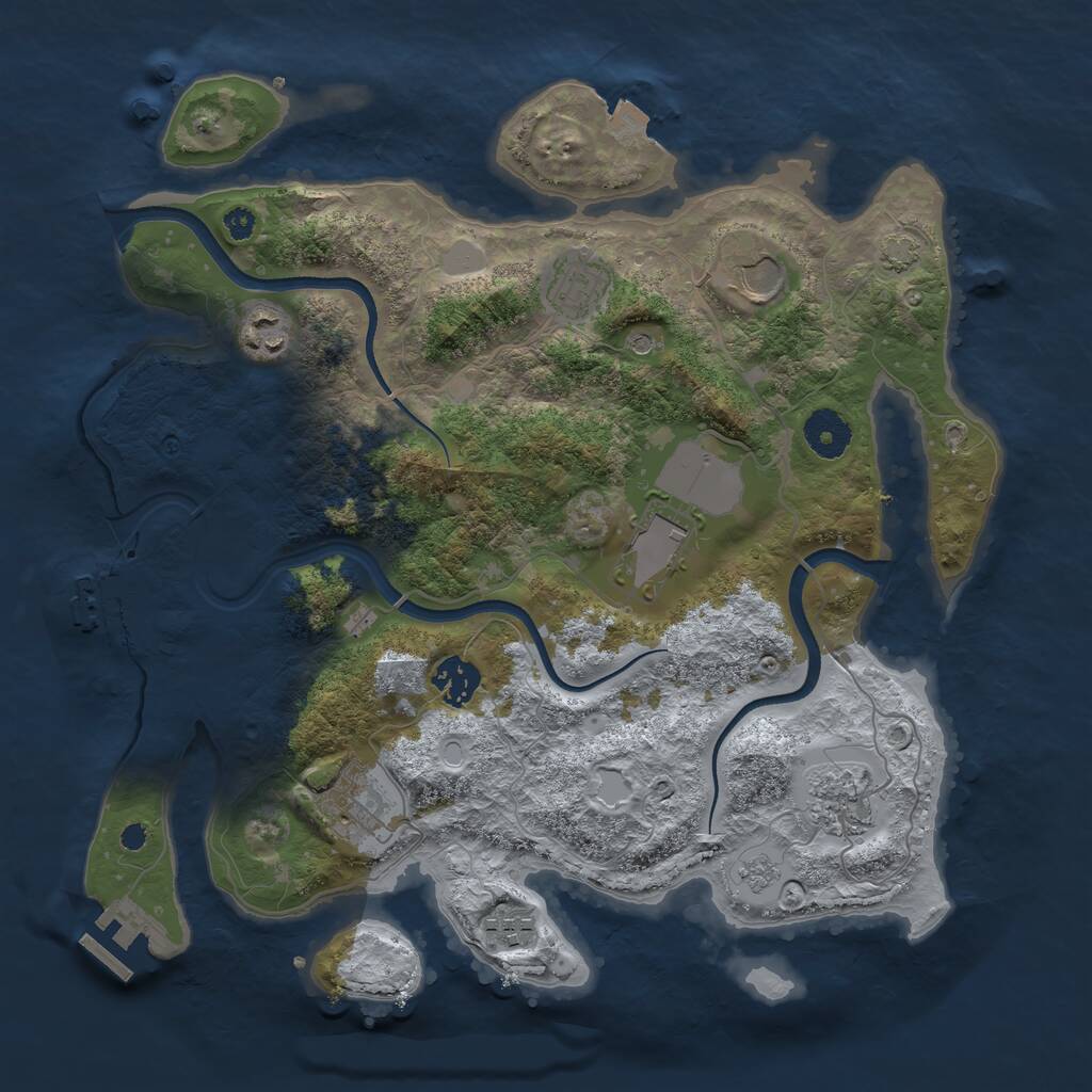 Rust Map: Procedural Map, Size: 3500, Seed: 479663720, 14 Monuments