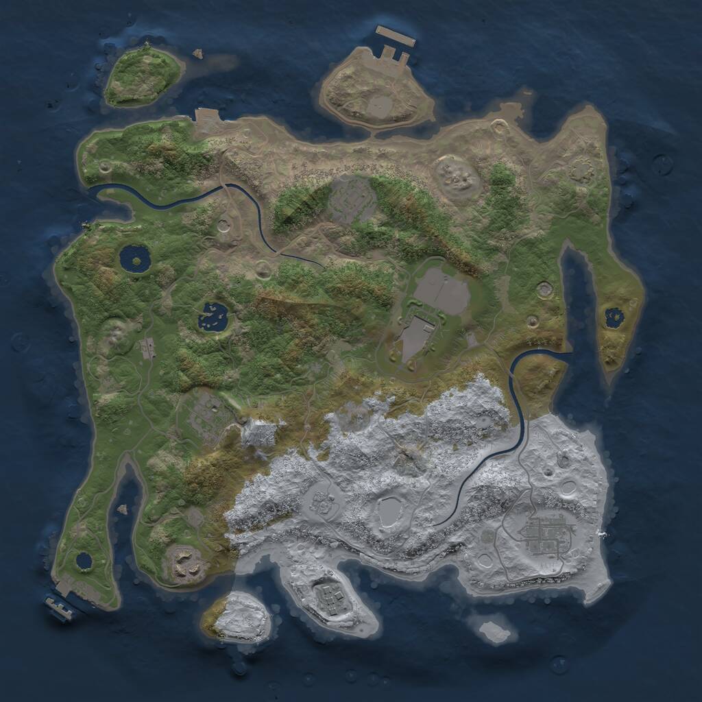 Rust Map: Procedural Map, Size: 3500, Seed: 479663720, 13 Monuments