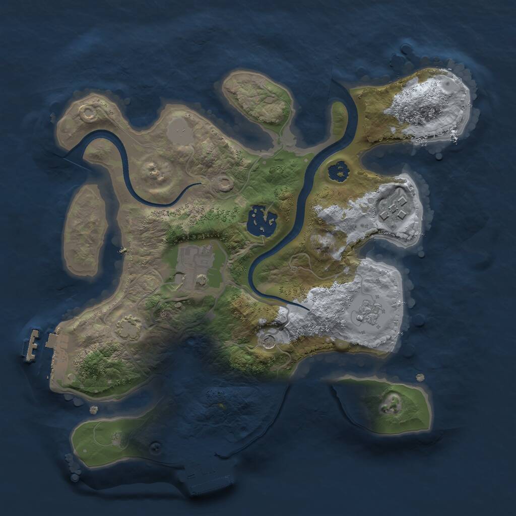 Rust Map: Procedural Map, Size: 2500, Seed: 1120655343, 9 Monuments