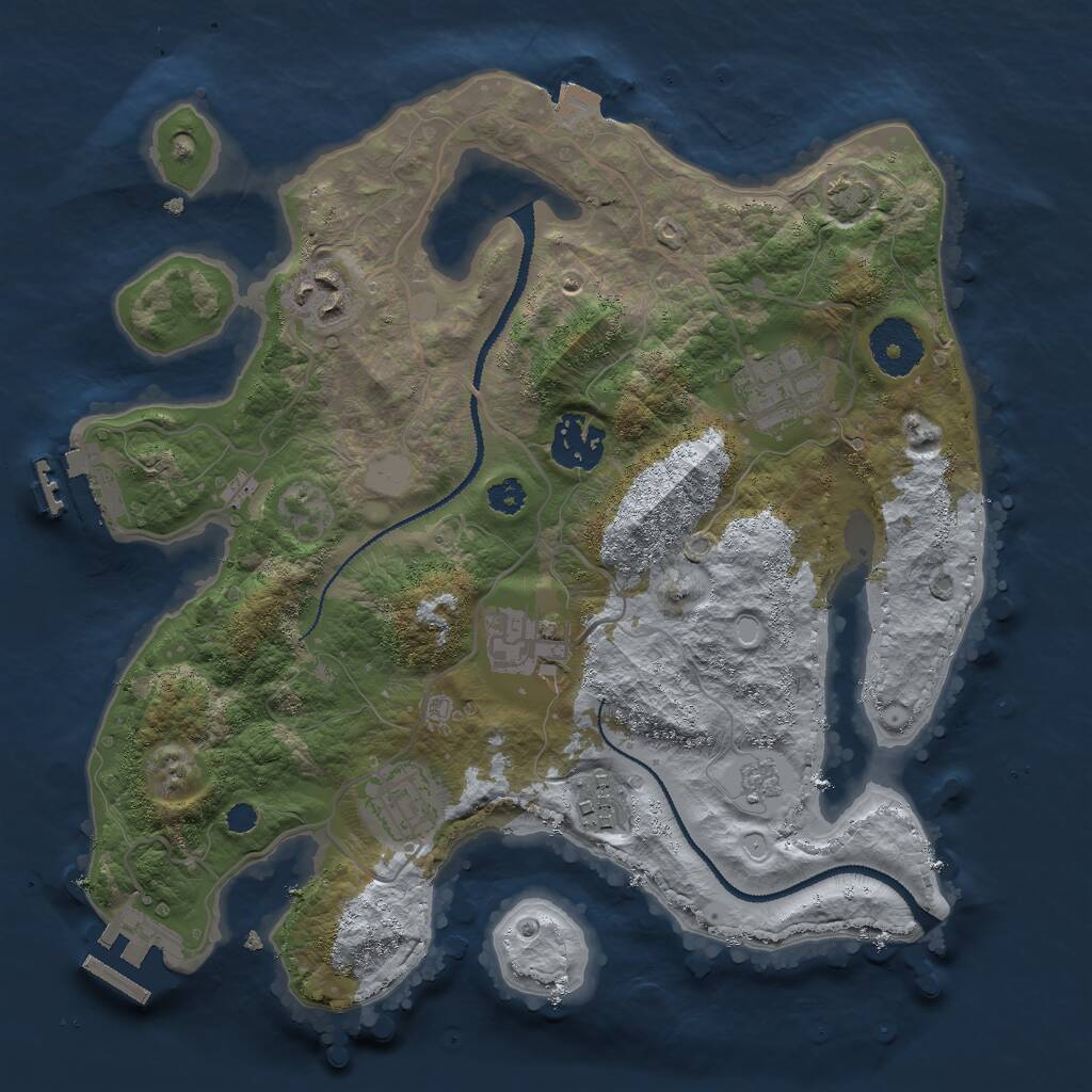 Rust Map: Procedural Map, Size: 3000, Seed: 1907511953, 11 Monuments