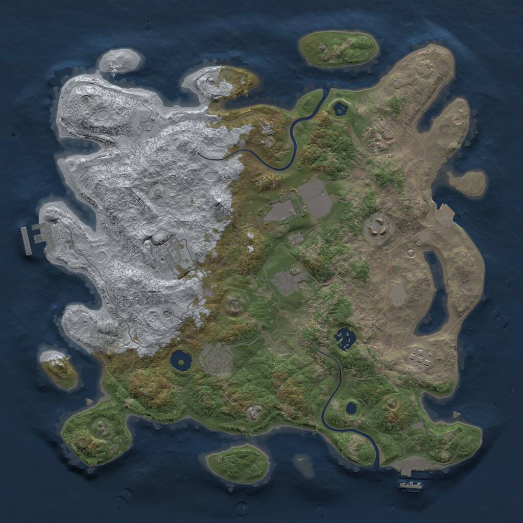 Rust Map: Procedural Map, Size: 3700, Seed: 1869864860, 14 Monuments