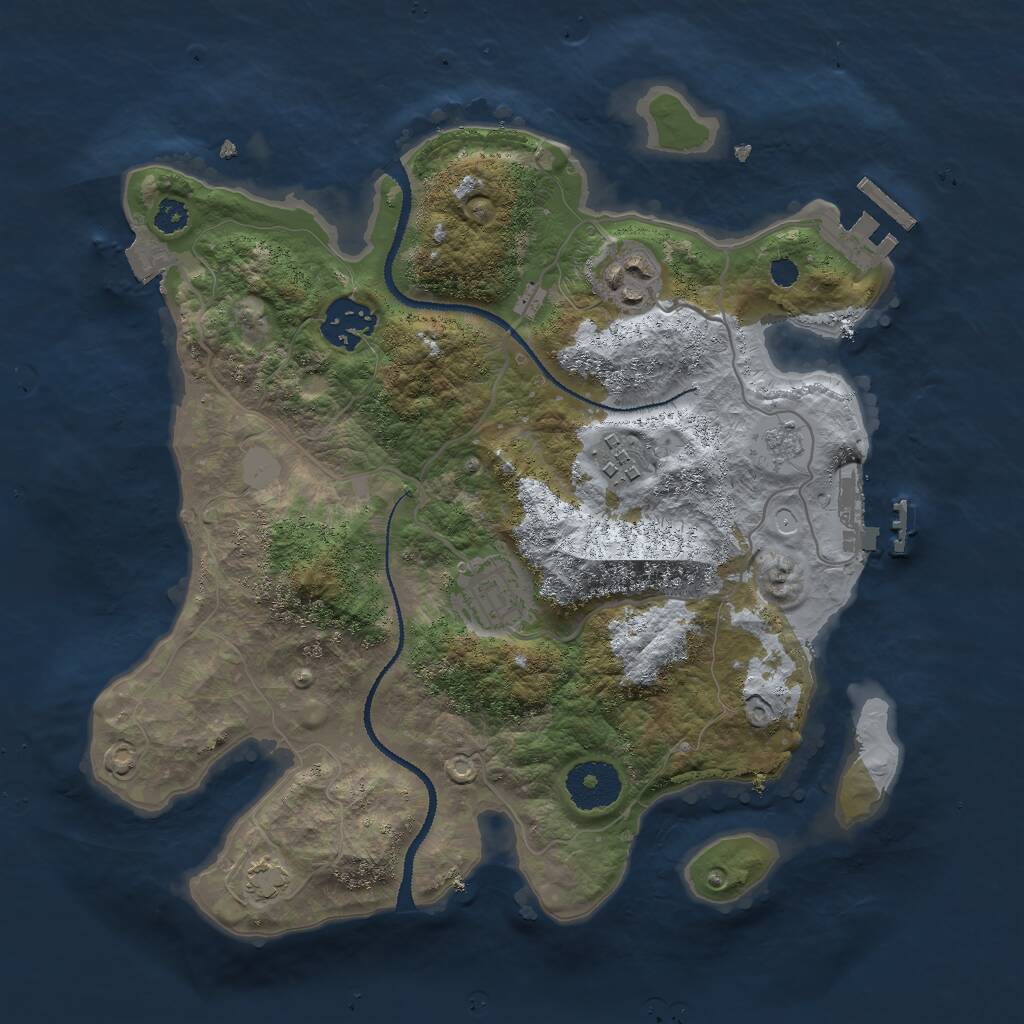 Rust Map: Procedural Map, Size: 3000, Seed: 2128320414, 9 Monuments