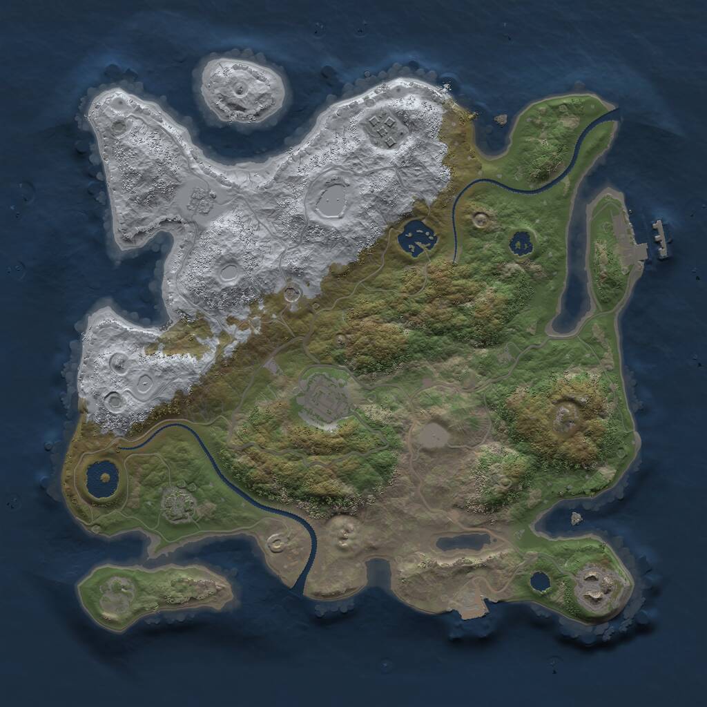 Rust Map: Procedural Map, Size: 3000, Seed: 1377718498, 9 Monuments