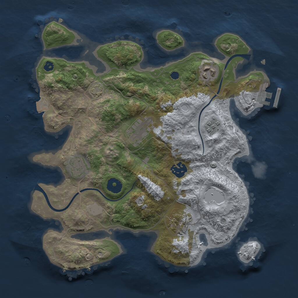 Rust Map: Procedural Map, Size: 3000, Seed: 972382199, 9 Monuments