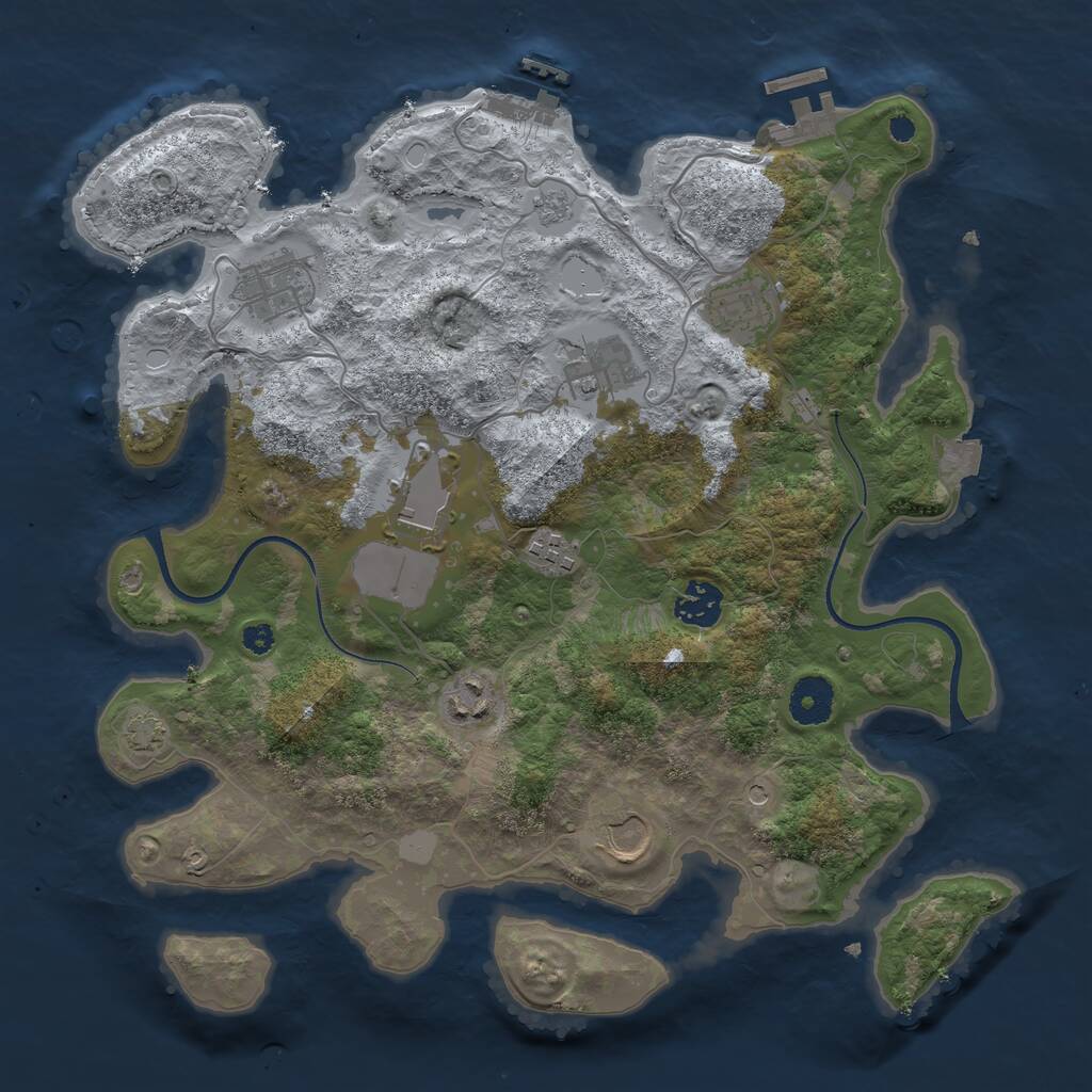 Rust Map: Procedural Map, Size: 3500, Seed: 1996777658, 14 Monuments