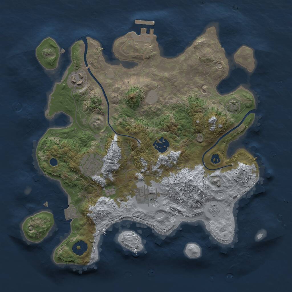 Rust Map: Procedural Map, Size: 3000, Seed: 640168306, 8 Monuments