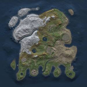 Thumbnail Rust Map: Procedural Map, Size: 3000, Seed: 2040096576, 9 Monuments