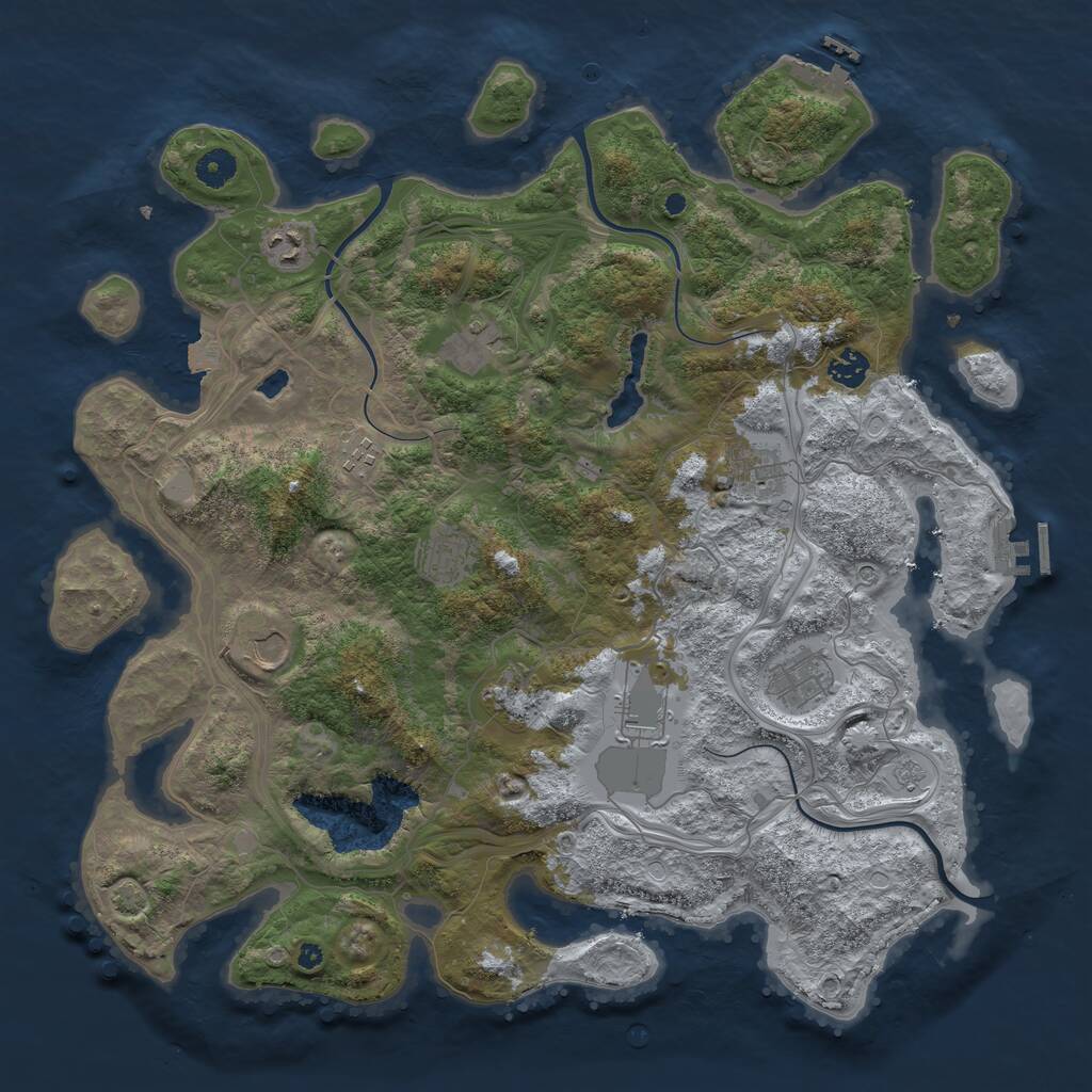 Rust Map: Procedural Map, Size: 4250, Seed: 16100, 16 Monuments