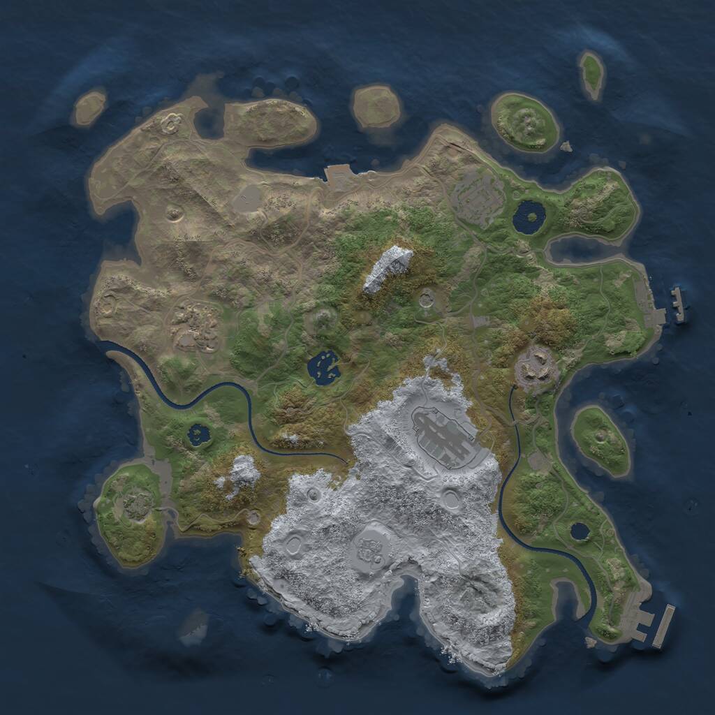 Rust Map: Procedural Map, Size: 3250, Seed: 1722253141, 11 Monuments