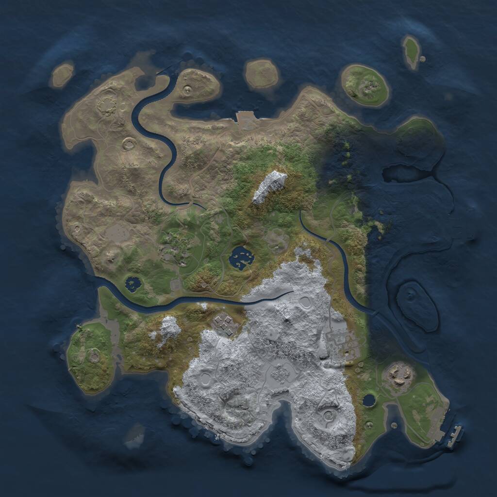 Rust Map: Procedural Map, Size: 3250, Seed: 1722253141, 11 Monuments