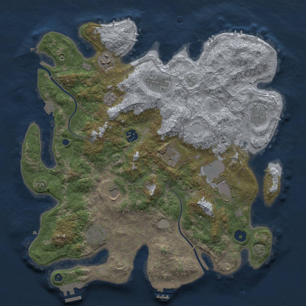 Rust Map: Procedural Map, Size: 3800, Seed: 318966993, 15 Monuments