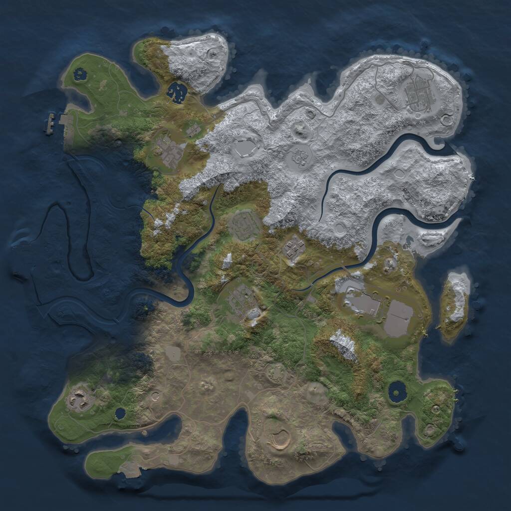 Rust Map: Procedural Map, Size: 3800, Seed: 318966993, 17 Monuments