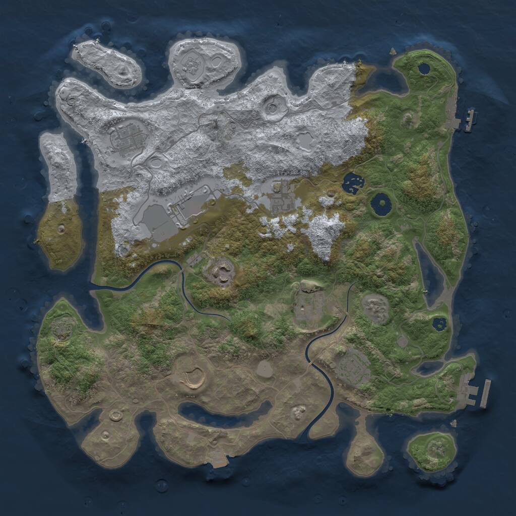 Rust Map: Procedural Map, Size: 3650, Seed: 1103152353, 14 Monuments