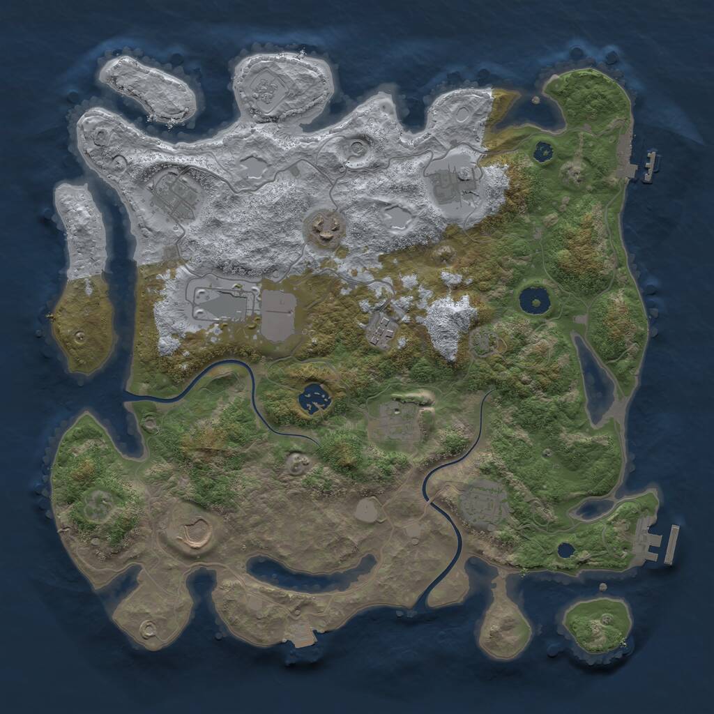 Rust Map: Procedural Map, Size: 3650, Seed: 1103152353, 17 Monuments
