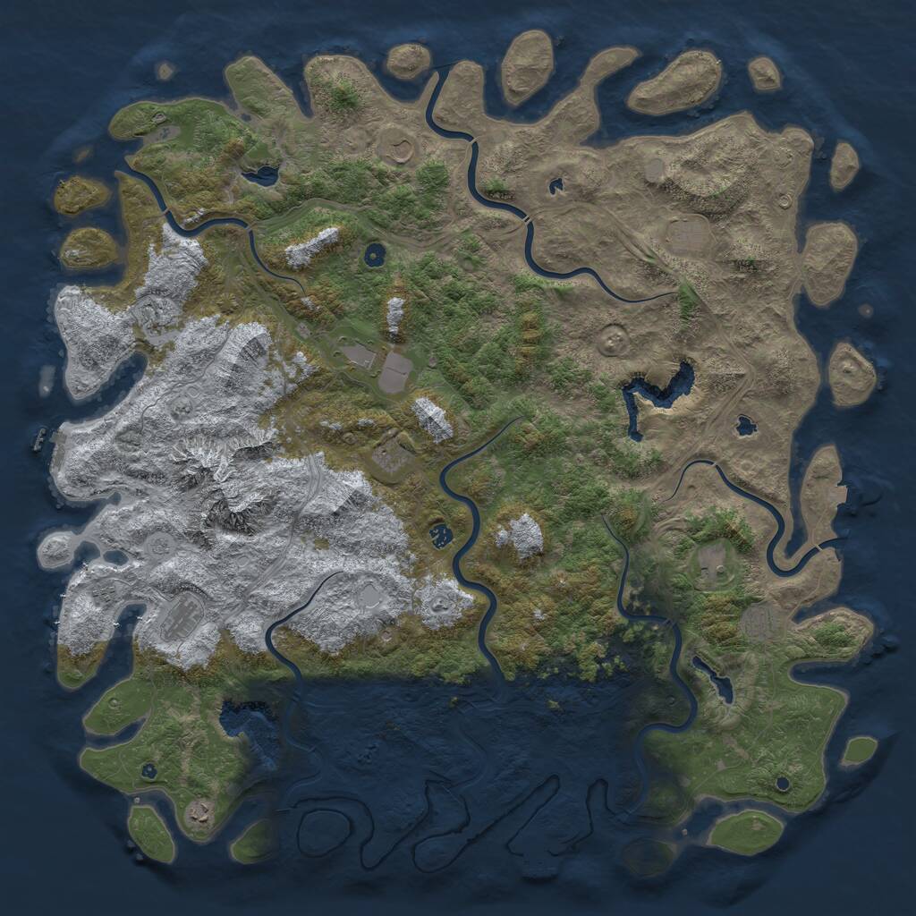 Rust Map: Procedural Map, Size: 6000, Seed: 21353632, 17 Monuments