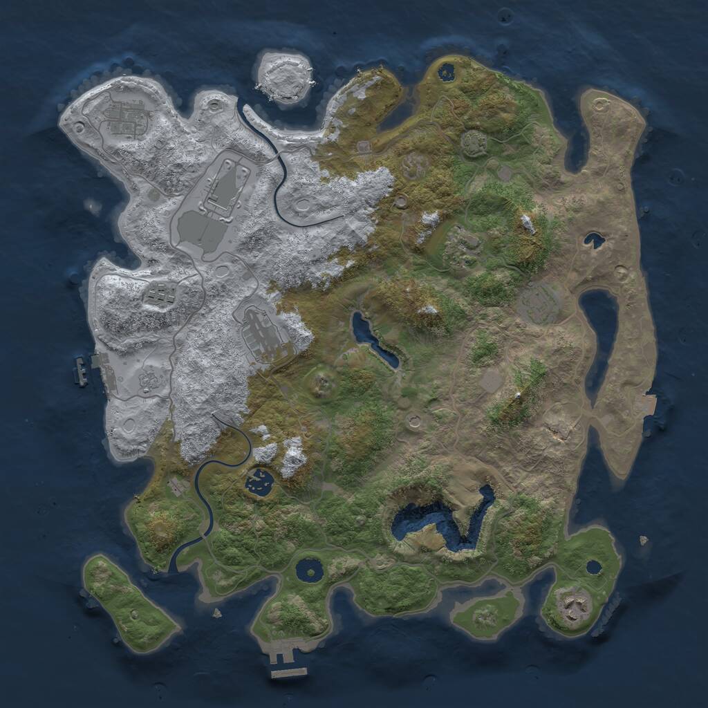 Rust Map: Procedural Map, Size: 4000, Seed: 1182109365, 14 Monuments