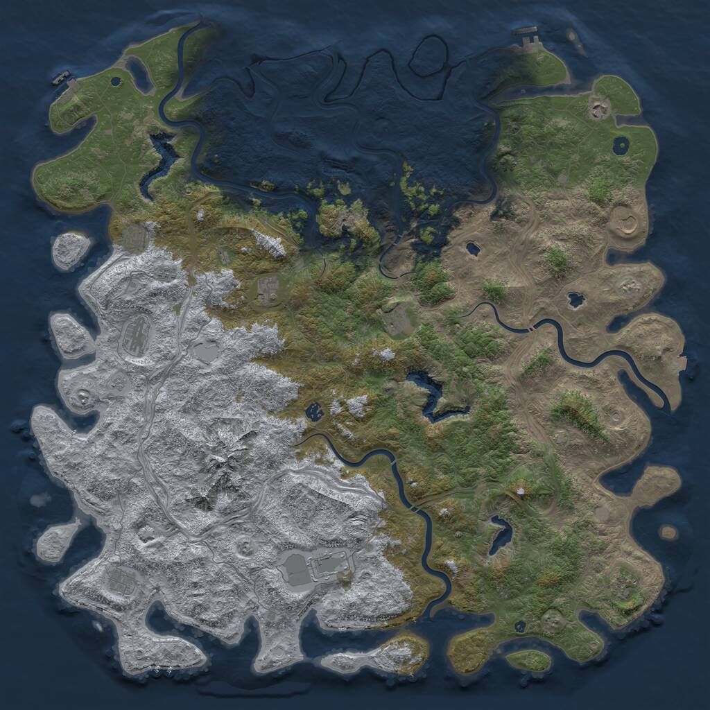 Rust Map: Procedural Map, Size: 6000, Seed: 2101596589, 17 Monuments