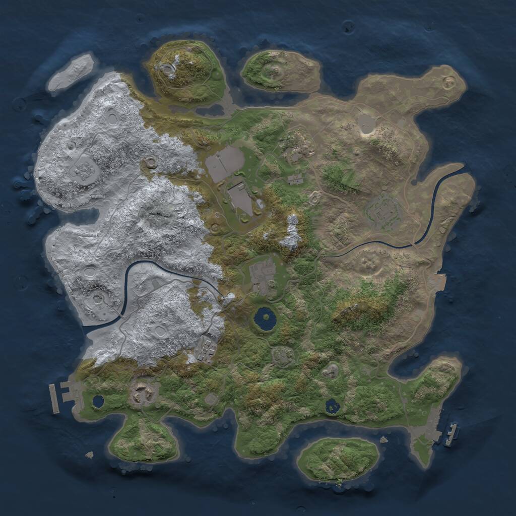 Rust Map: Procedural Map, Size: 3500, Seed: 8027582, 12 Monuments