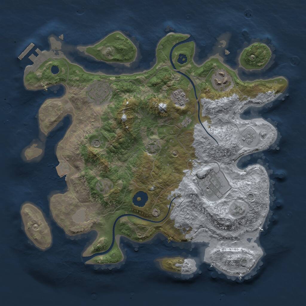 Rust Map: Procedural Map, Size: 3000, Seed: 7852210, 9 Monuments