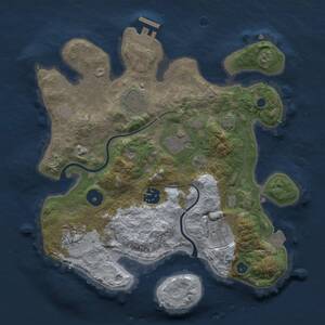 Thumbnail Rust Map: Procedural Map, Size: 3000, Seed: 1449015833, 9 Monuments