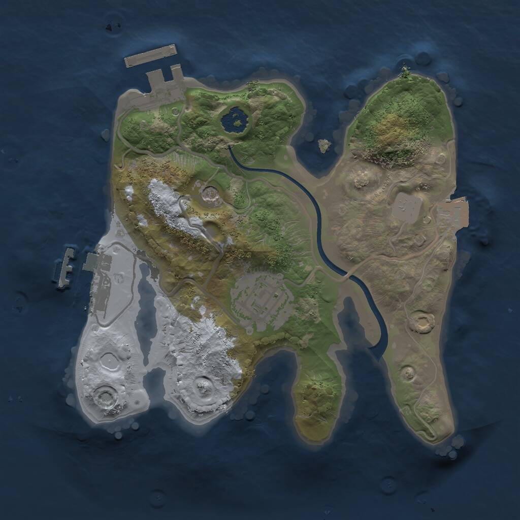 Rust Map: Procedural Map, Size: 2000, Seed: 506202457, 5 Monuments