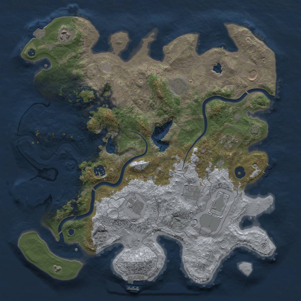Rust Map: Procedural Map, Size: 4000, Seed: 308543462, 16 Monuments