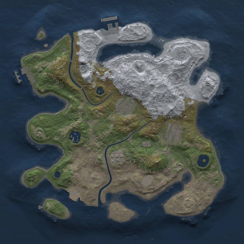 Rust Map: Procedural Map, Size: 3000, Seed: 5268350, 10 Monuments