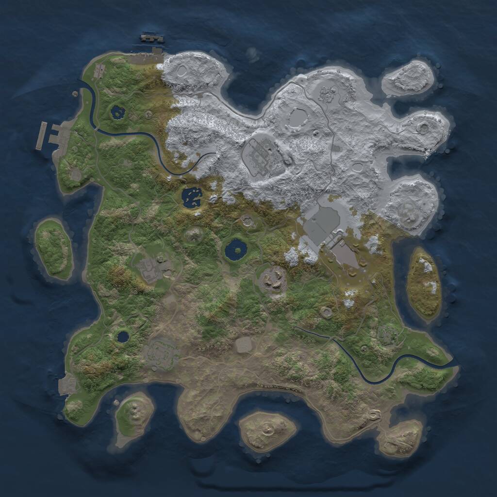 Rust Map: Procedural Map, Size: 3500, Seed: 438, 12 Monuments