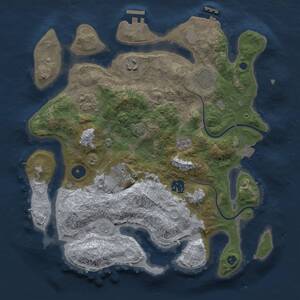 Thumbnail Rust Map: Procedural Map, Size: 3300, Seed: 1701536625, 11 Monuments