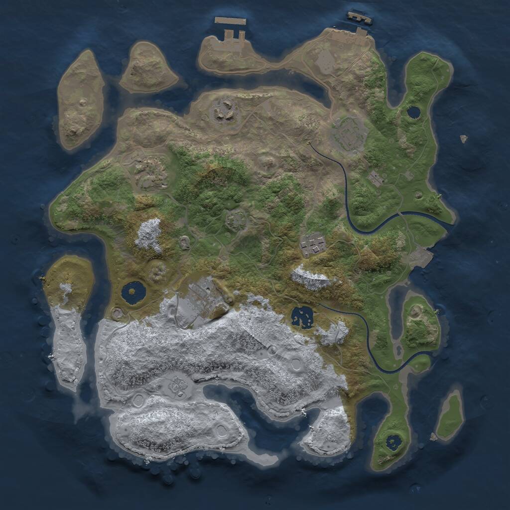 Rust Map: Procedural Map, Size: 3300, Seed: 1701536625, 11 Monuments