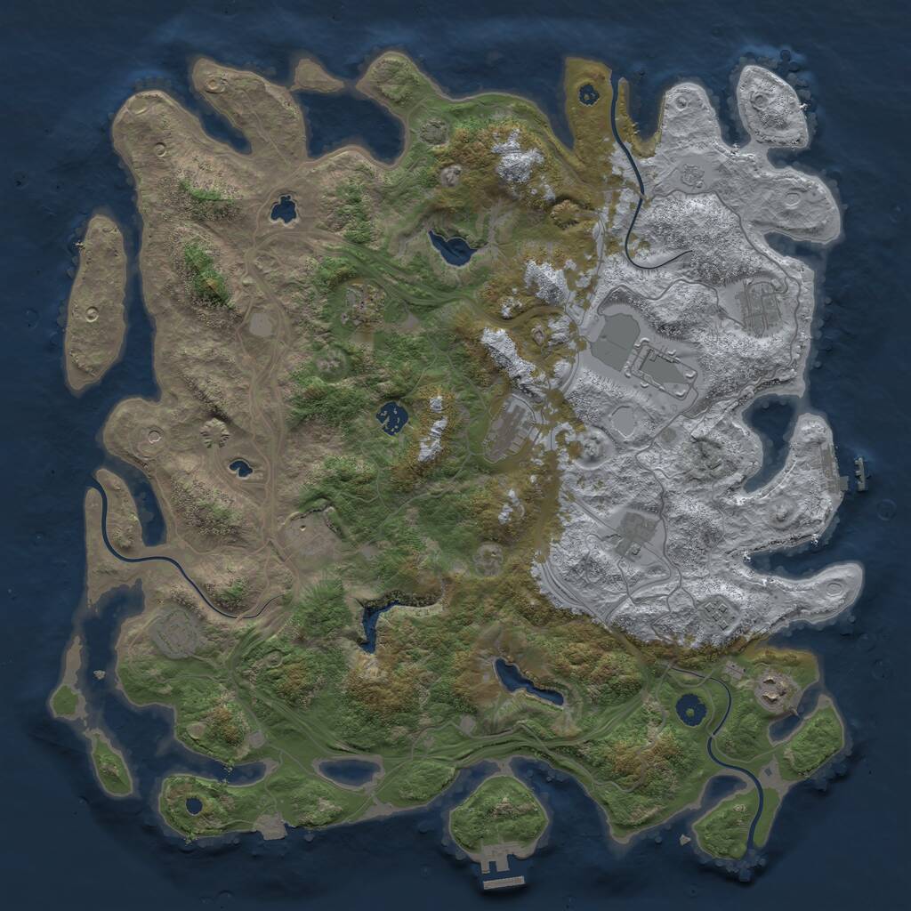 Rust Map: Procedural Map, Size: 4500, Seed: 1418321254, 16 Monuments