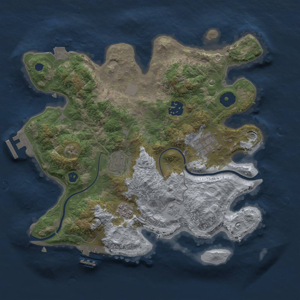 Rust Map: Procedural Map, Size: 3000, Seed: 45249, 8 Monuments