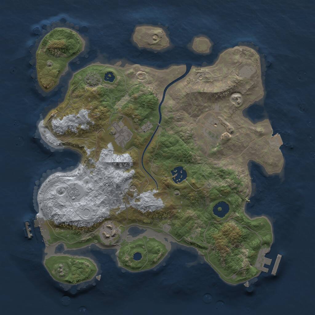 Rust Map: Procedural Map, Size: 3000, Seed: 21687, 10 Monuments