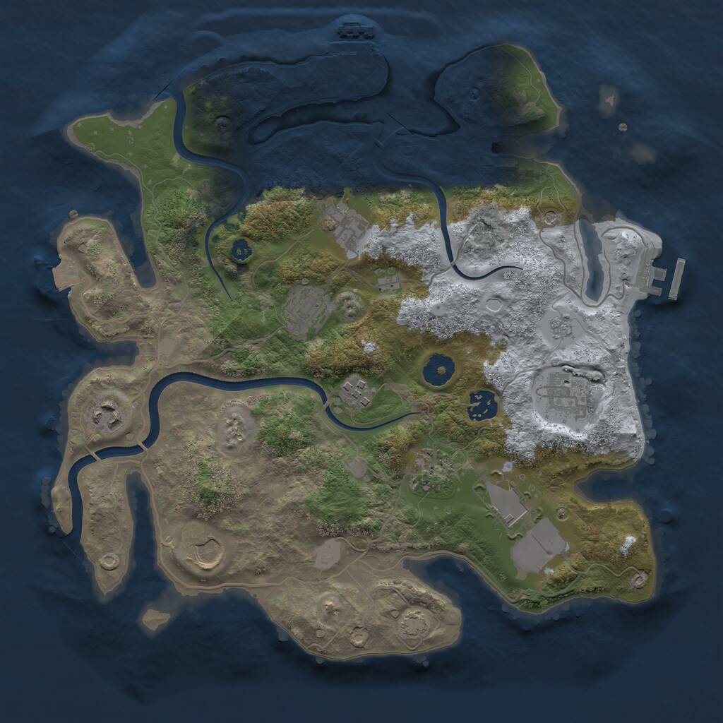 Rust Map: Procedural Map, Size: 3500, Seed: 58145673, 15 Monuments