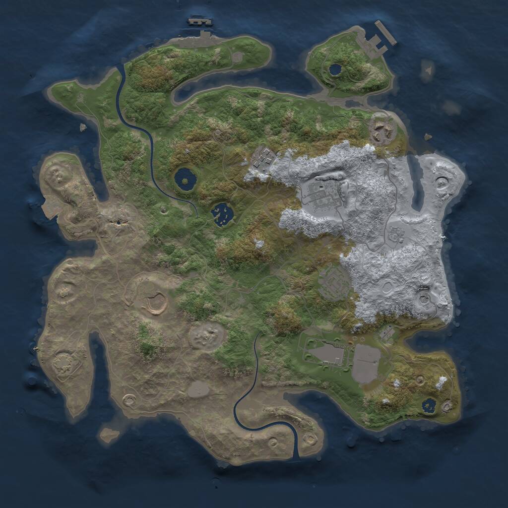 Rust Map: Procedural Map, Size: 3500, Seed: 58145673, 13 Monuments