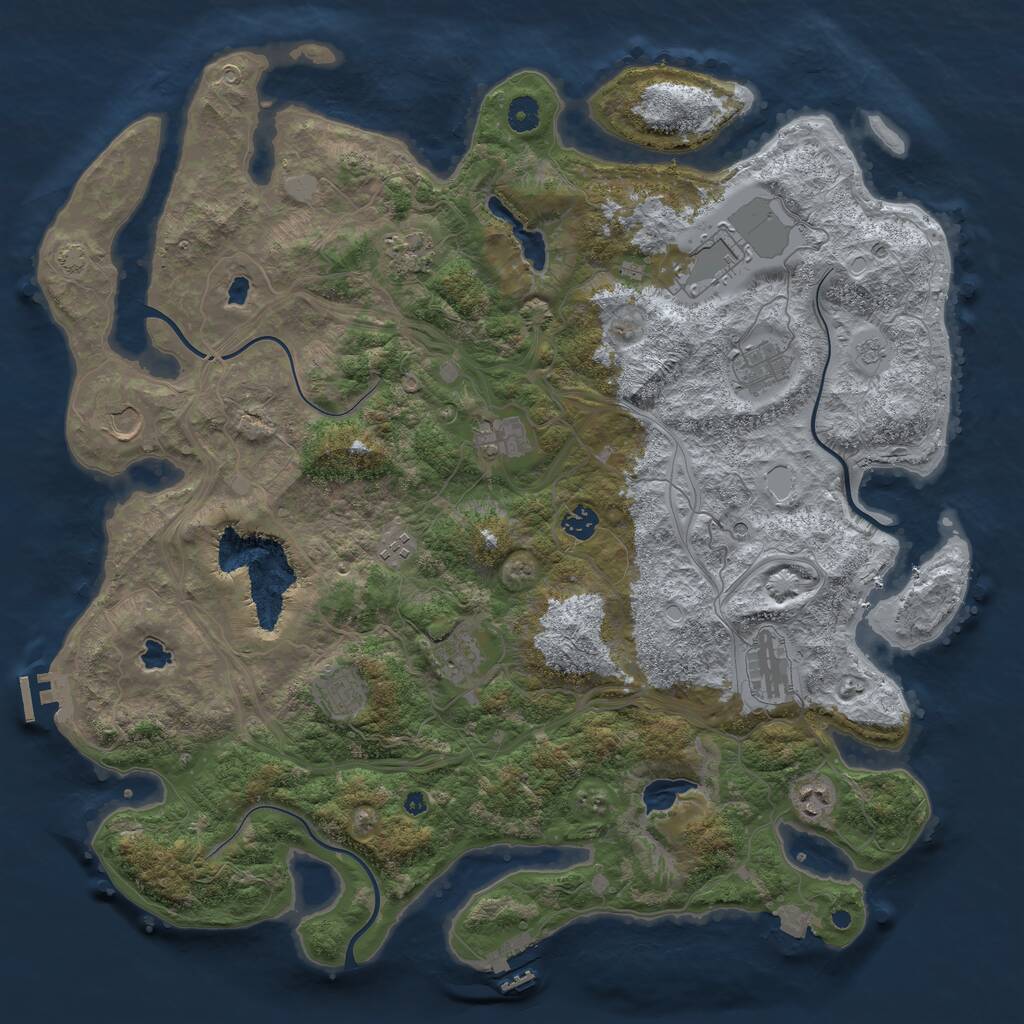Rust Map: Procedural Map, Size: 4500, Seed: 993889632, 17 Monuments