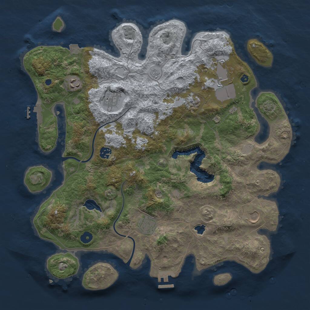 Rust Map: Procedural Map, Size: 4000, Seed: 423285333, 14 Monuments