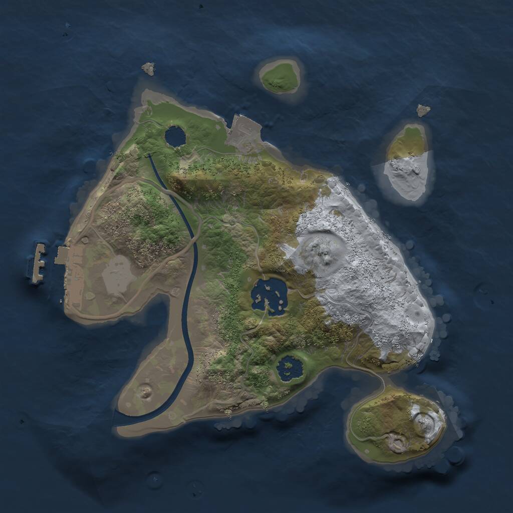 Rust Map: Procedural Map, Size: 2000, Seed: 372943589, 3 Monuments