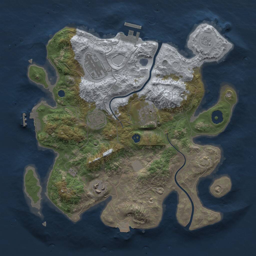 Rust Map: Procedural Map, Size: 3000, Seed: 995032800, 9 Monuments