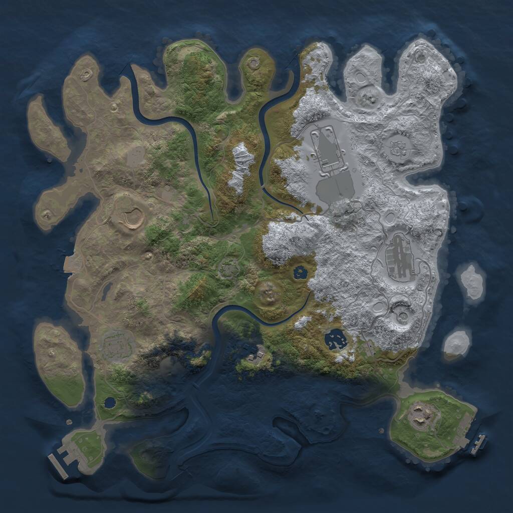 Rust Map: Procedural Map, Size: 3600, Seed: 1250, 13 Monuments