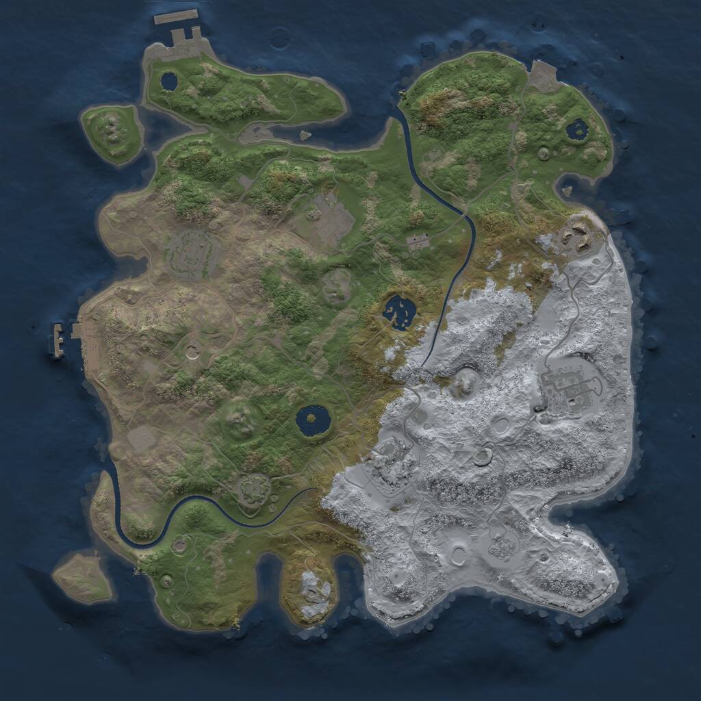 Rust Map: Procedural Map, Size: 3230, Seed: 13847, 12 Monuments