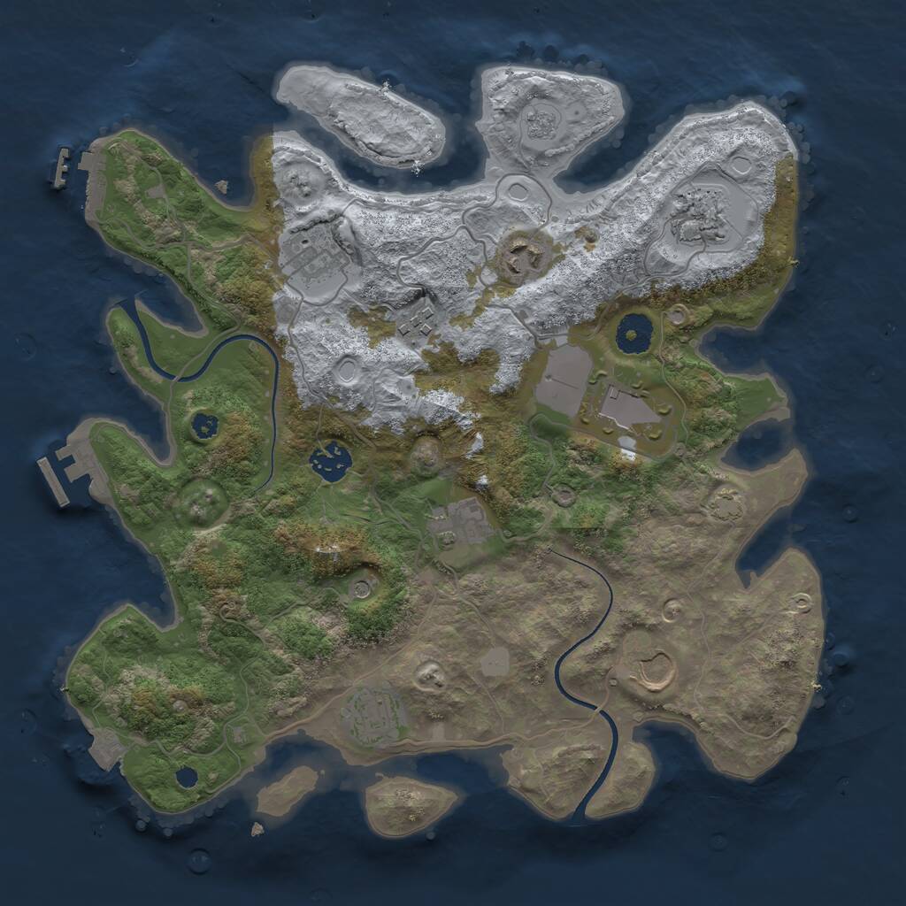 Rust Map: Procedural Map, Size: 3500, Seed: 1414223355, 15 Monuments