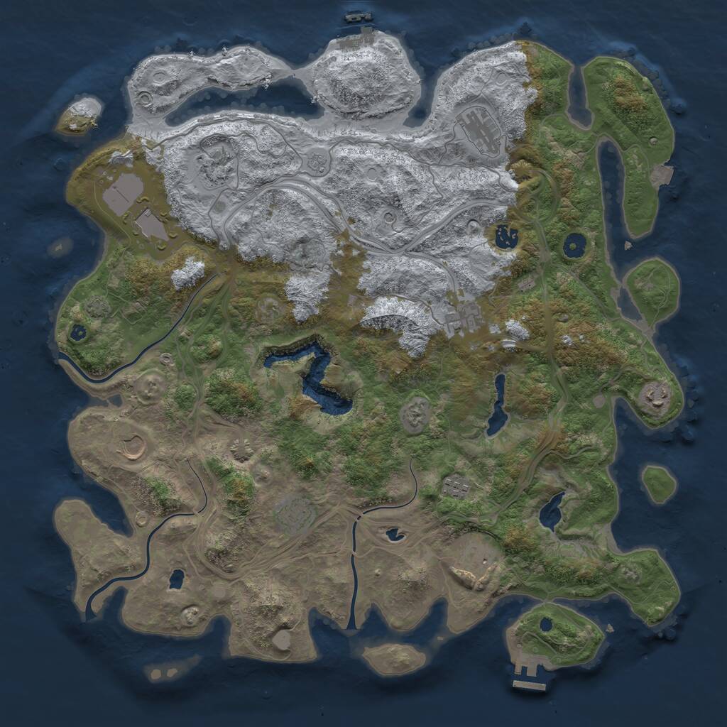 Rust Map: Procedural Map, Size: 4500, Seed: 1249045194, 16 Monuments