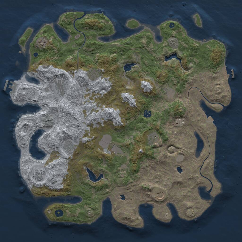 Rust Map: Procedural Map, Size: 4500, Seed: 47629942, 17 Monuments