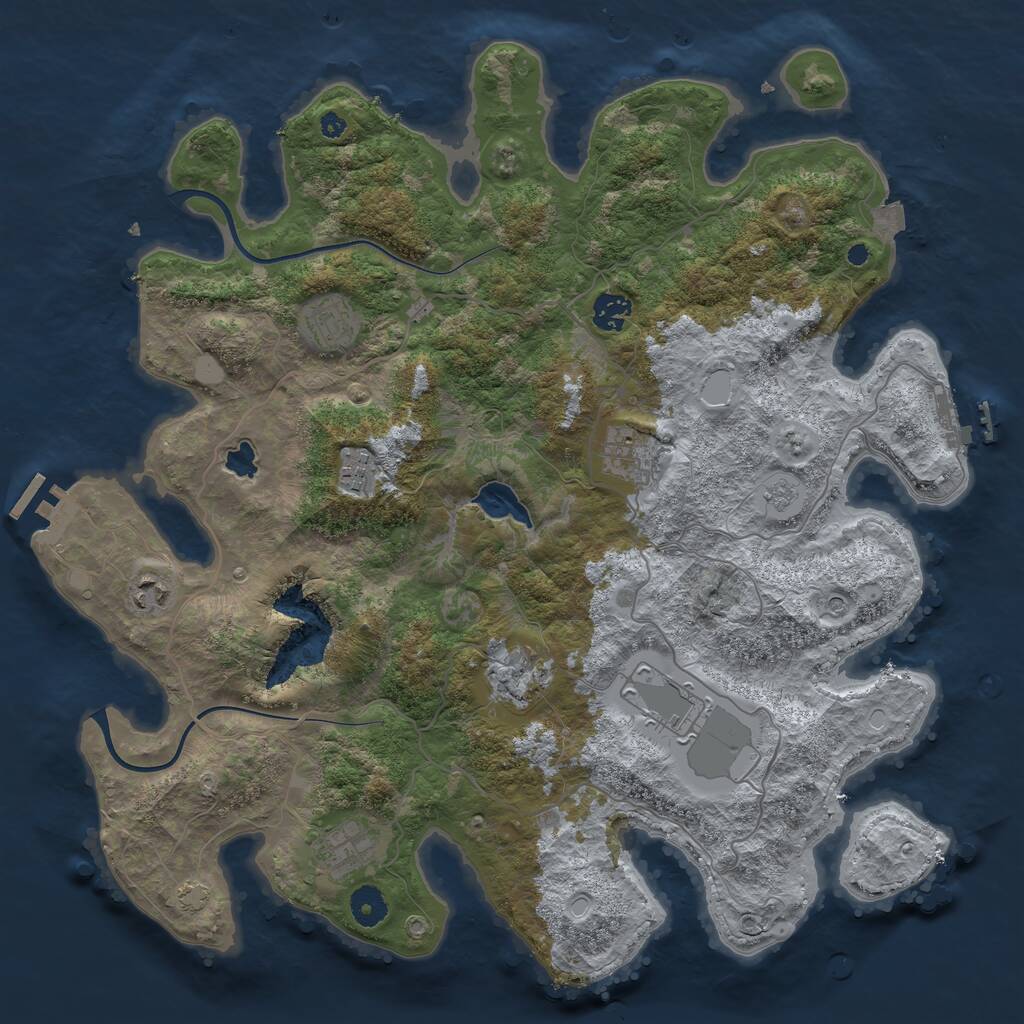 Rust Map: Procedural Map, Size: 4000, Seed: 654752, 14 Monuments