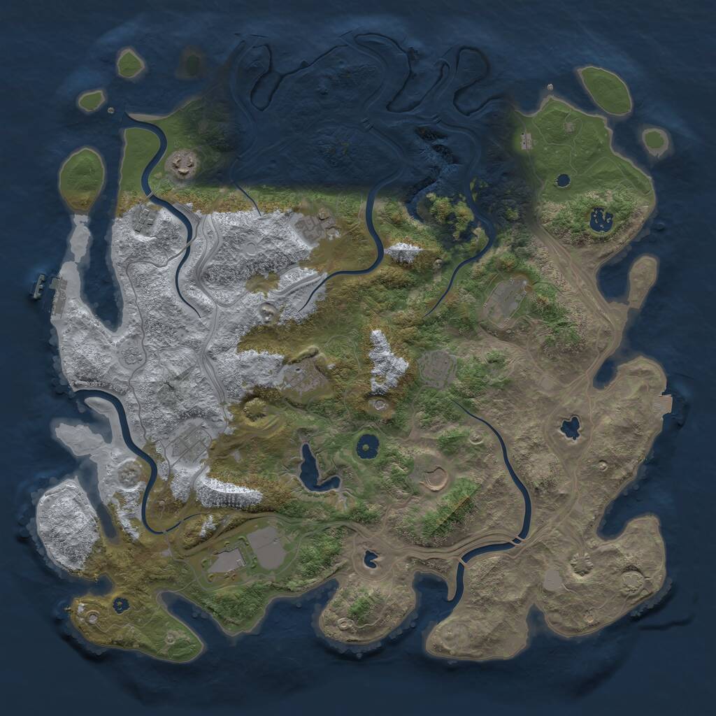 Rust Map: Procedural Map, Size: 4500, Seed: 1845182610, 15 Monuments